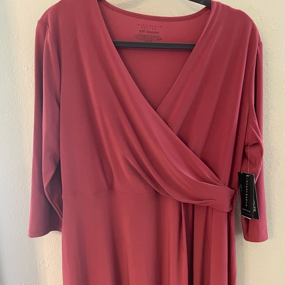 Investments Pink Asymmetrical Wrap Dress